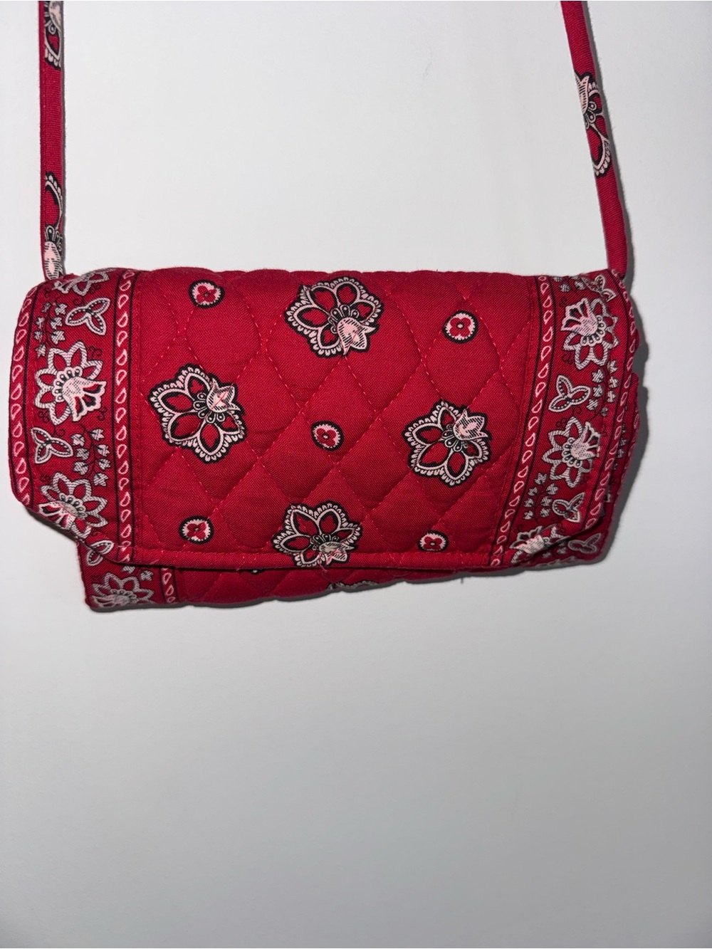 Vera Bradley Quilted Red Bandana-Print Crossbody Bag